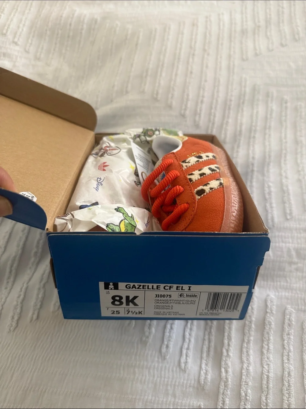 adidas Kids Gazelle Jessie  CF EL Orange Suede TOY STORY